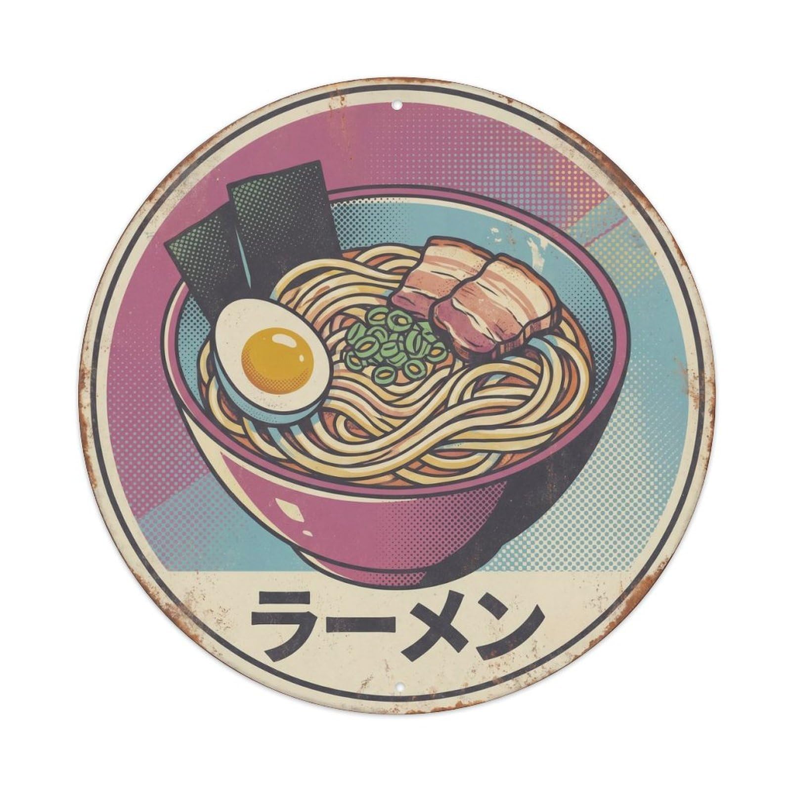 Cxhjca 8X8inch(20X20cm) Ramen Japanese Noodle Bar Screenprint Style Soup Street Metal Tin Sign