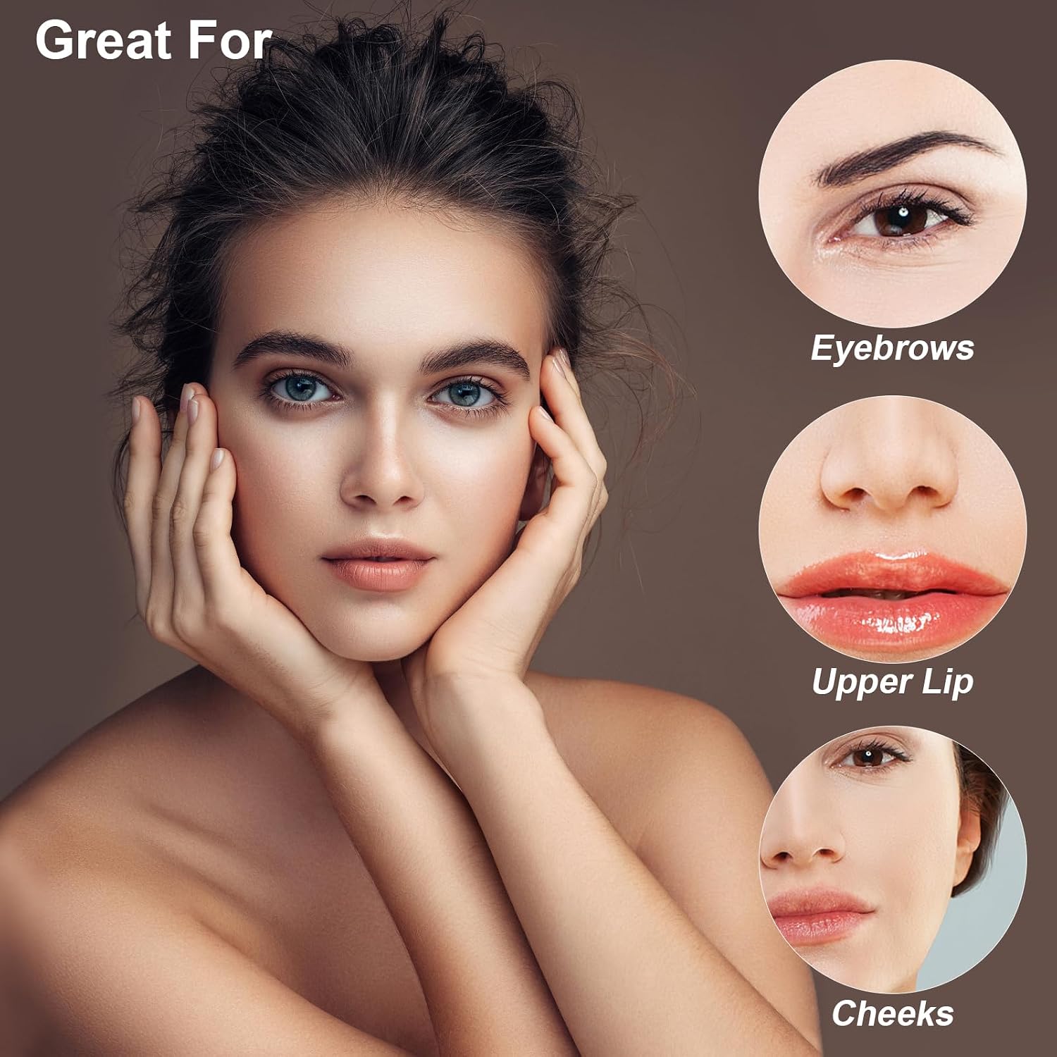 Eyebrow Wax Kit, Eyebrow Shaper Pen, Sugar Wax Wand, Facial Hair Removal for Eyebrow, Upper Lip, Cheek, and Moustache at Home with 50 Cotton Strips and 6 Calming Wipes for All Skin Types for Women
