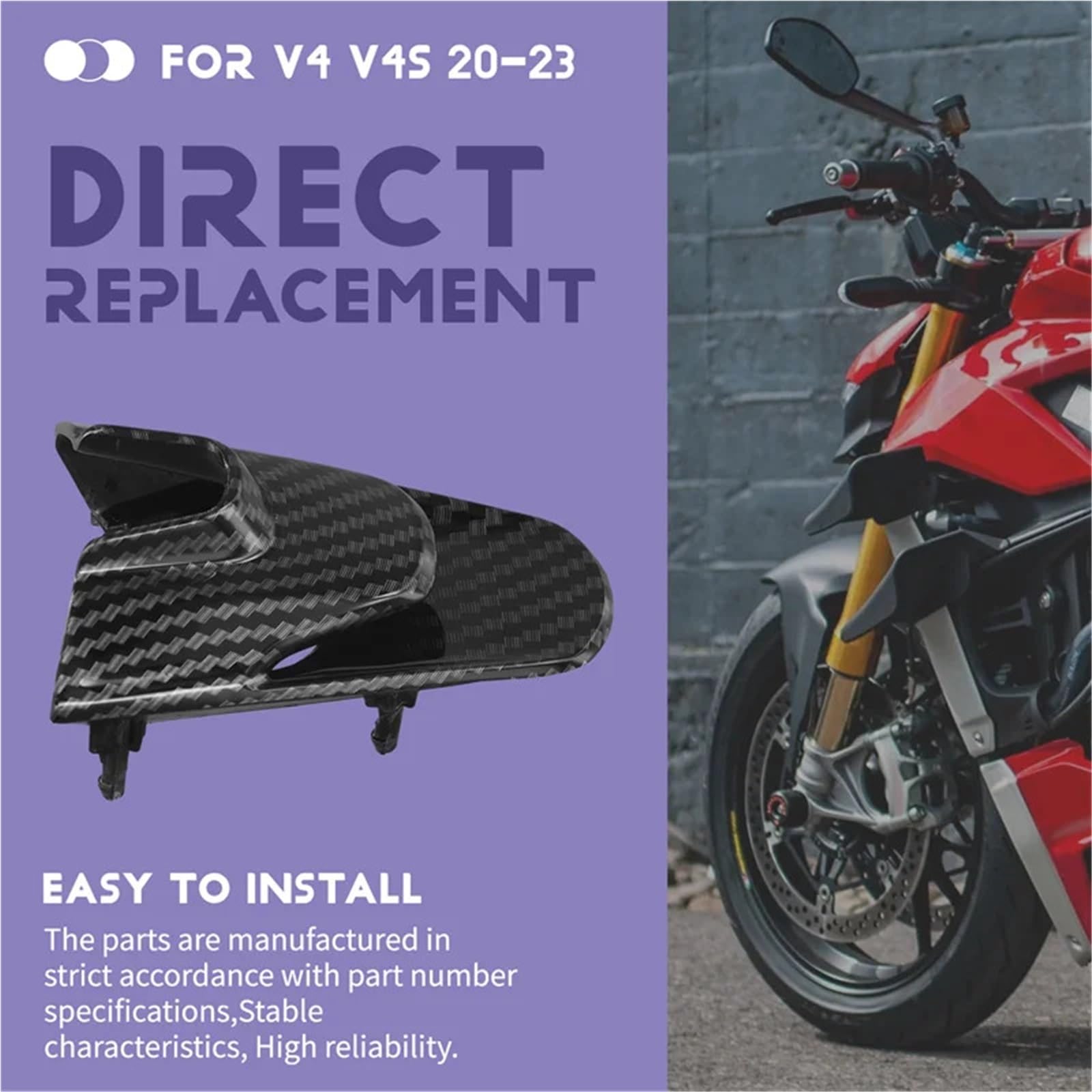 Rear Fairing Seat Cowl Przedni reflektor motocyklowy środkowy wlot powietrza Inter Fairing pasuje do Ducati Streetfighter V4 V4S 2020-2023-A52R