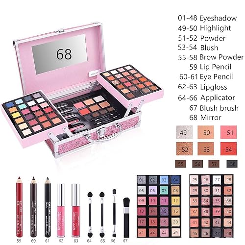 Miniatura 4 de Kit de maquillaje de 68 piezas para mujeres y niñas, juego completo de maquillaje para adolescentes, mujeres y niños de 8 a 12 años, kit completo