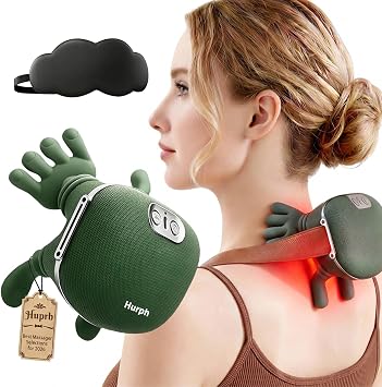 Neck Massager with Heat, 2026 New Electric Shiatsu Neck and Back Massager, Deep Tissue with Heating and Traction Function, Rechargeable USB-C, Real Hands Massage for Back, Shoulder
