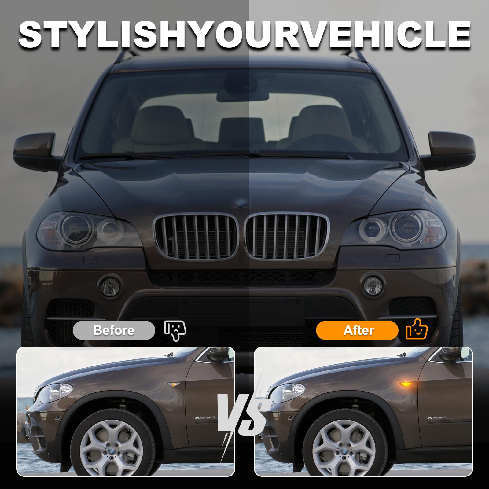 LED Blinker Seitenblinker für BMW E70 X5 E71 X6 F25 X3, Blinker mit Canbus Fehlerfrei, 2 Stück