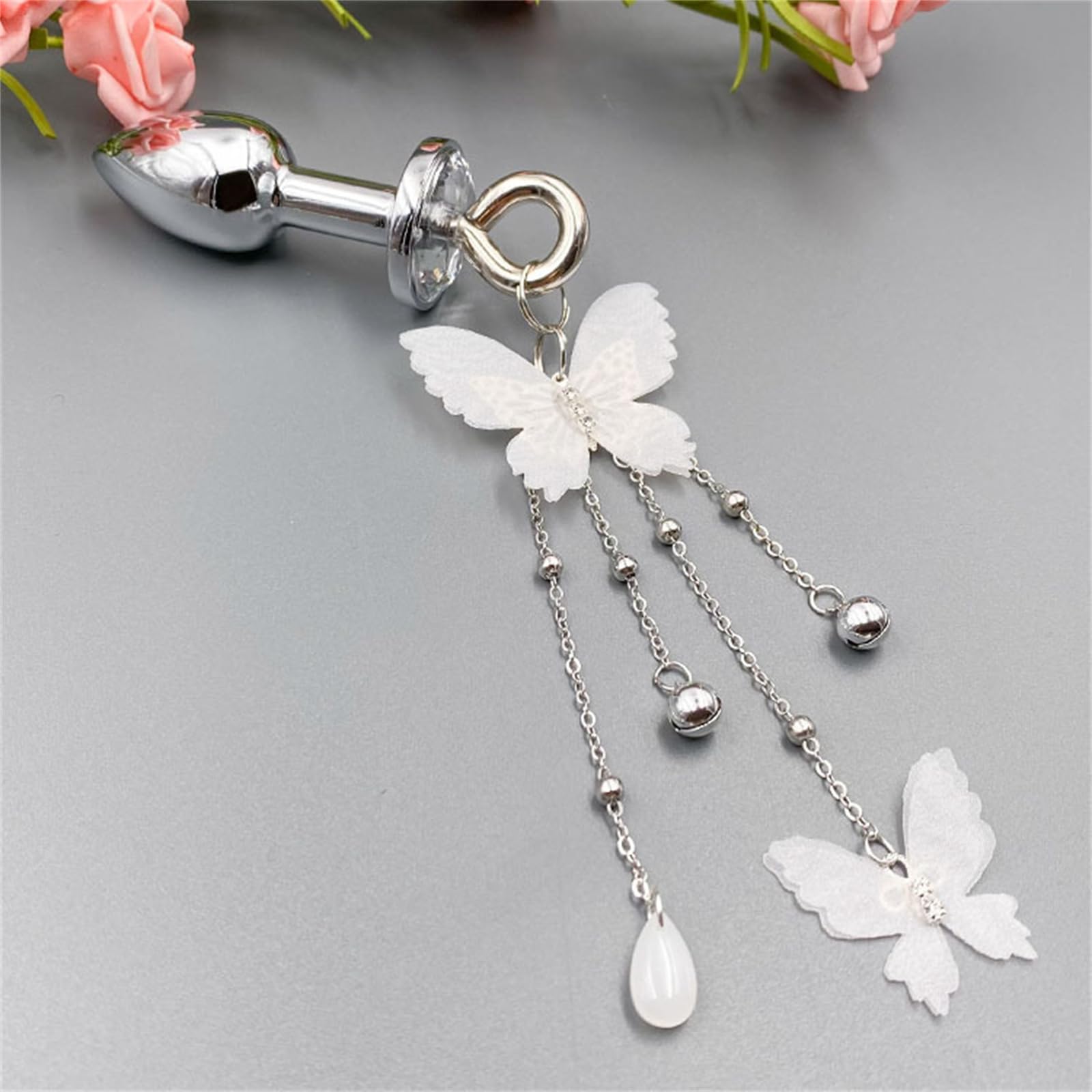Amazon.com: Female Metal Bullet Butt Plug with Jewelry Base Butterfly Style Butt  Plug Bell Butterfly Adjustable Breast Clamp Sex Toy Set : Health & Household