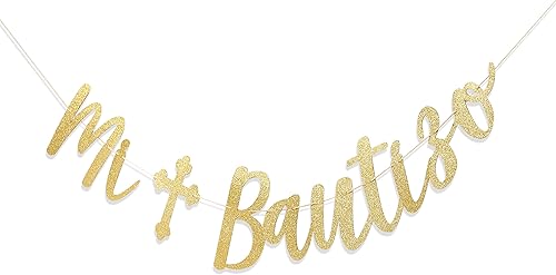 Miniatura 9 de Cartel Mi Bautizo – Cartel de «God Bless, Baptism & First Comunion Banner para niñas y niños, decoración de baby shower