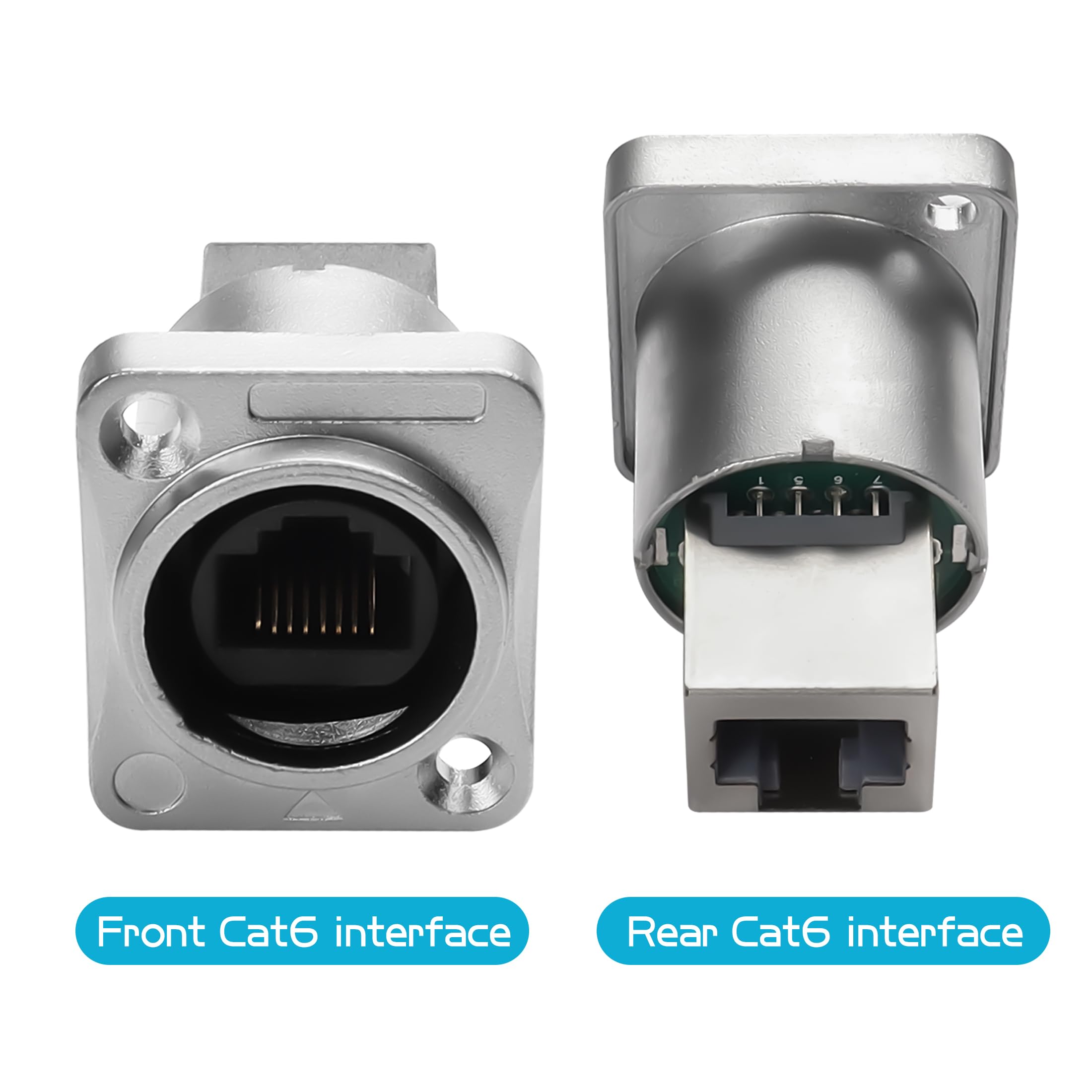 YACSEJAO Interface RJ45 Connecteurs Femelles Étanches IP65 - Montage Panneau Angle Droit Cat5/6, Lot 2 Paires