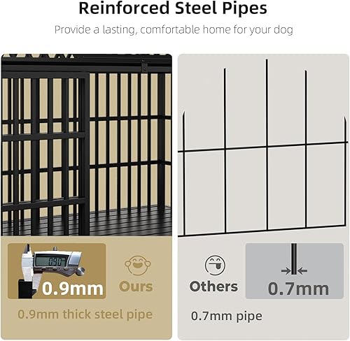 Miniatura 3 de Jaula para perros de 58 pulgadas resistente e indestructible, nueva versión mejorada y reforzada para perros grandes, jaula XXL para perros con alta