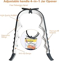 Vista 5 de Abridor de Frascos Abridor de Botellas para Manos Débiles, Kit Abridor de Latas Abridor de Botellas Multifunción 5 en 1 con Mango de Silicona, Fácil