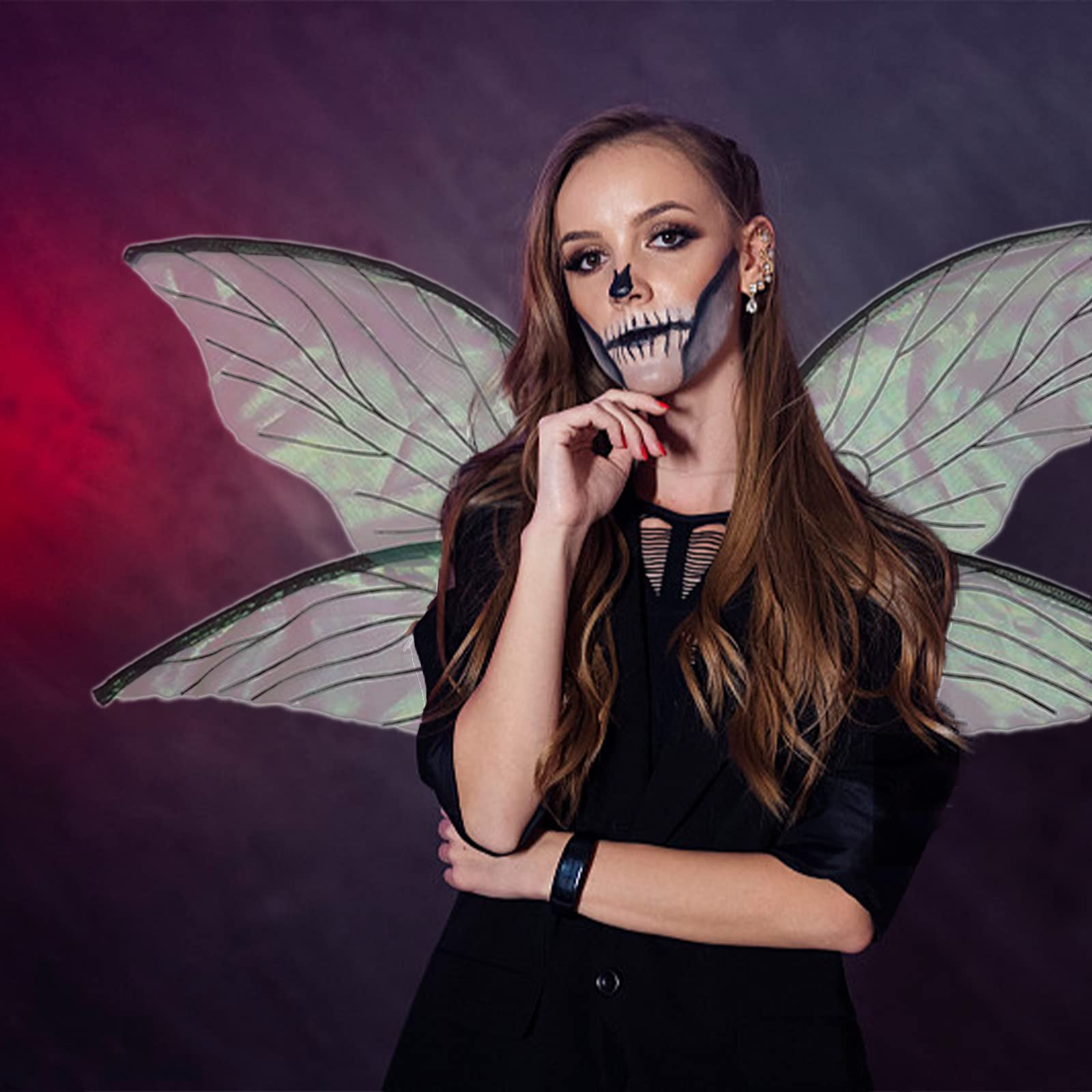 Fairy Wings For Girls, Girls Butterfly Wings Fairy Wings Sparkling Sheer Angel Wings, Dress Up Musujące Fairy Wings Sheer Wings Fairy Costumes For Birthday Party Halloween Game Favor(Pomarańczowy)