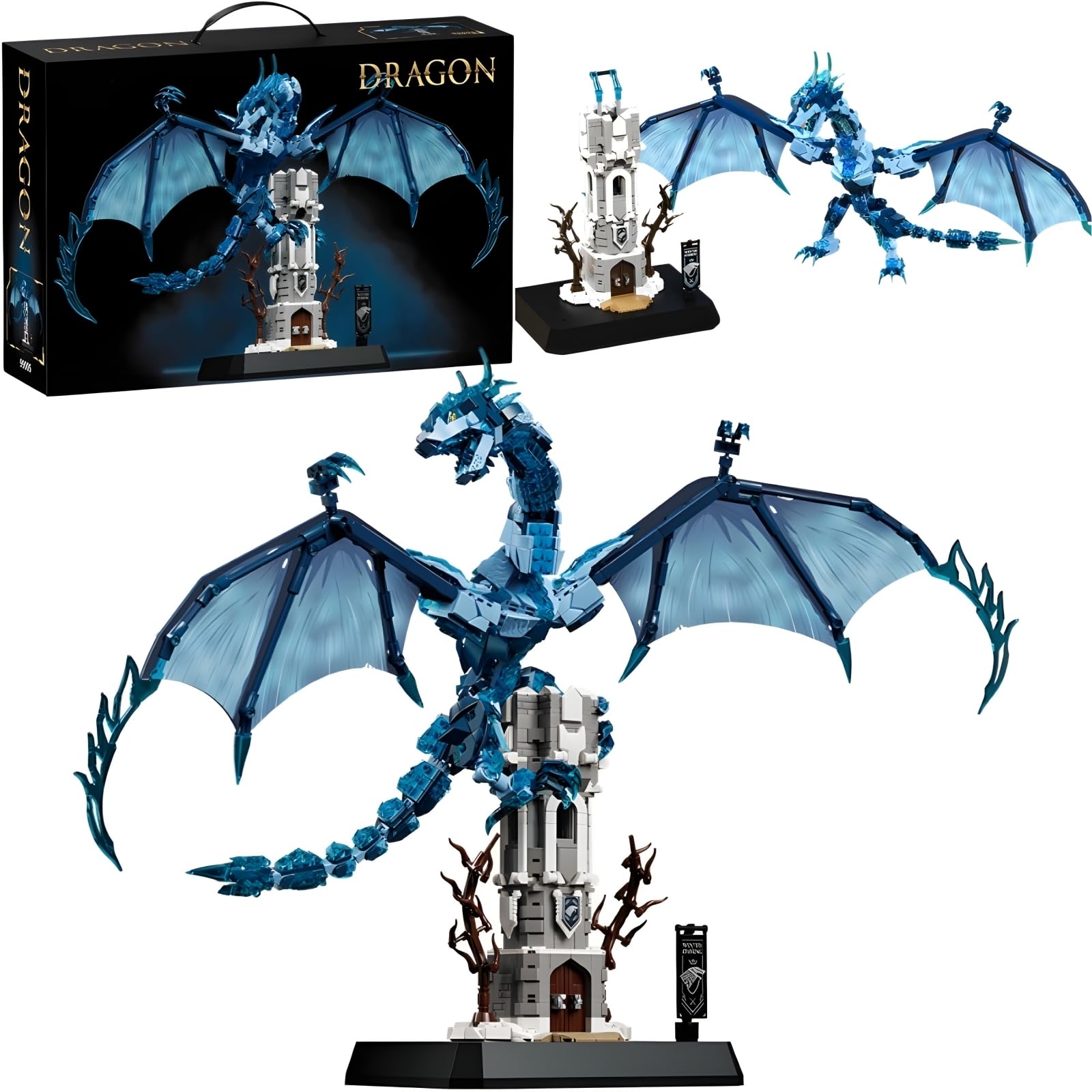 Juego de bloques de construcción de dragón para adultos, STEM Viserion, dragón de hielo, bloques de construcción, modelo para los fans de Got Fans Decoración de oficina en casa, 1786 piezas