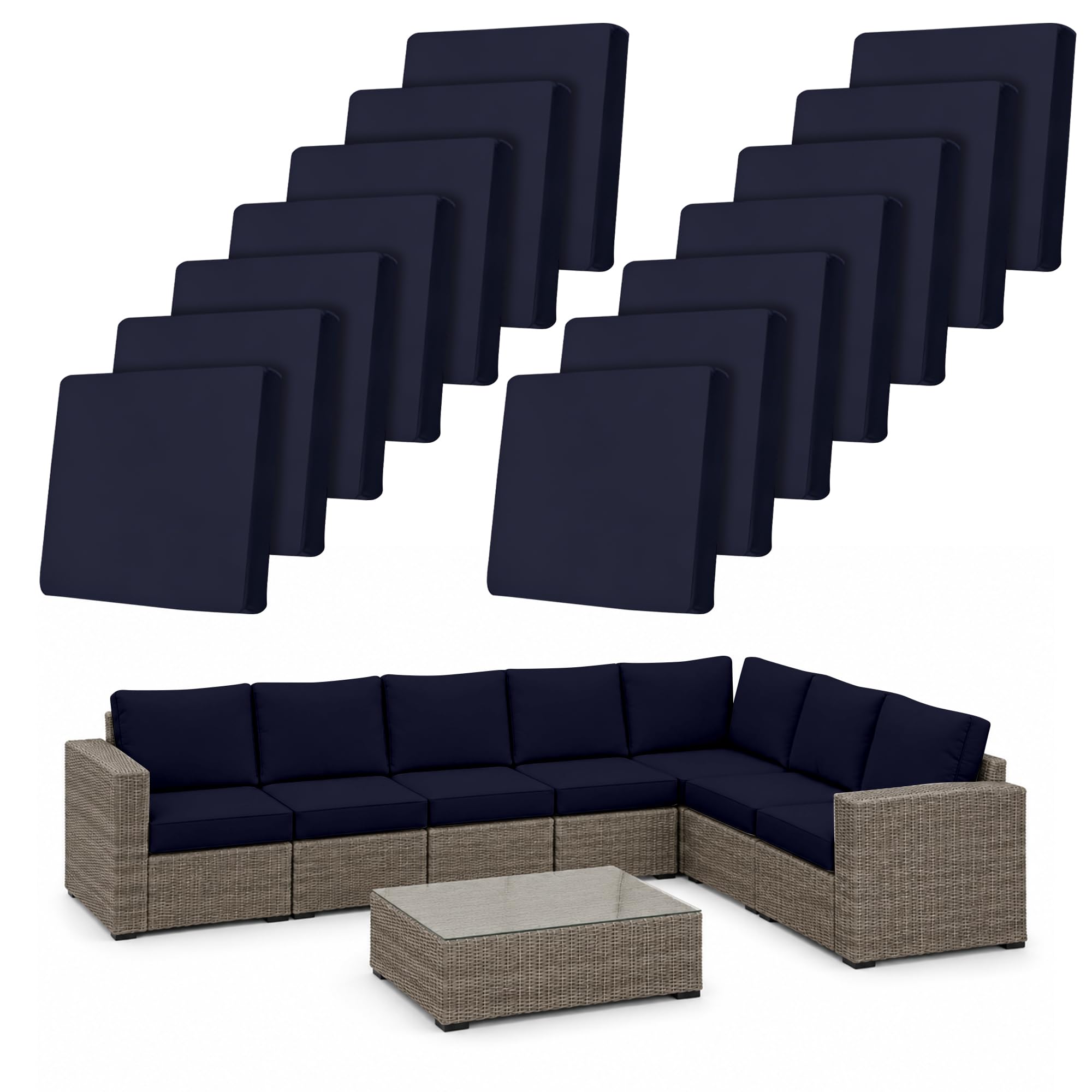 14Pcs Outdoor Cushion Covers Stretch Patio Cushion Cover Sofa Cushion Cover