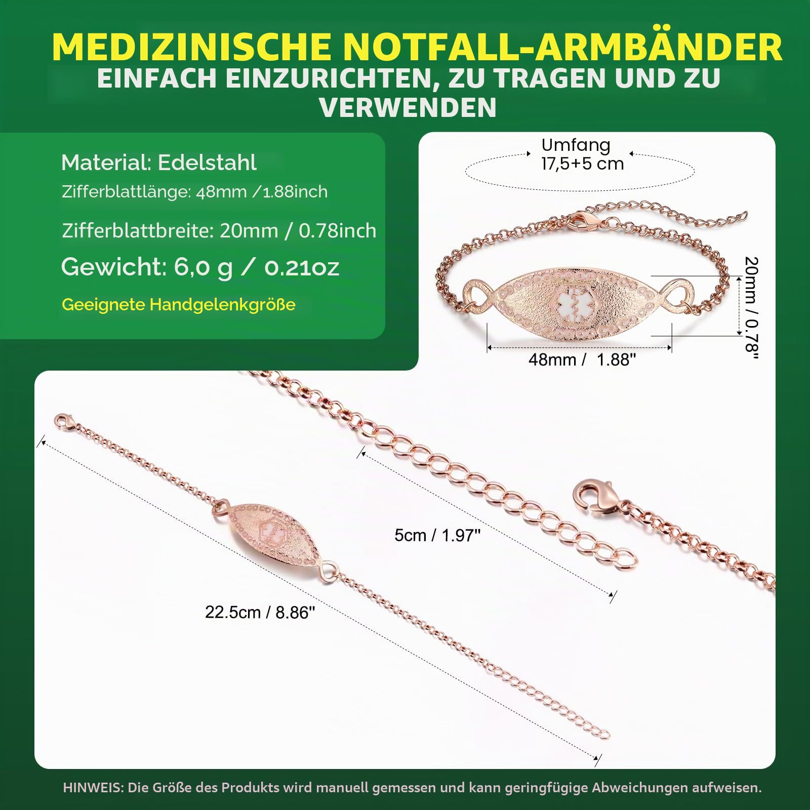 Verbessertes medizinisches Armband für Männer und Frauen mit QR-Code, medizinische Notfall-ID-Armbänder – Titan-Stahl-Armband passt Handgelenken von 20,3 - 25,4 cm – mehr Platz