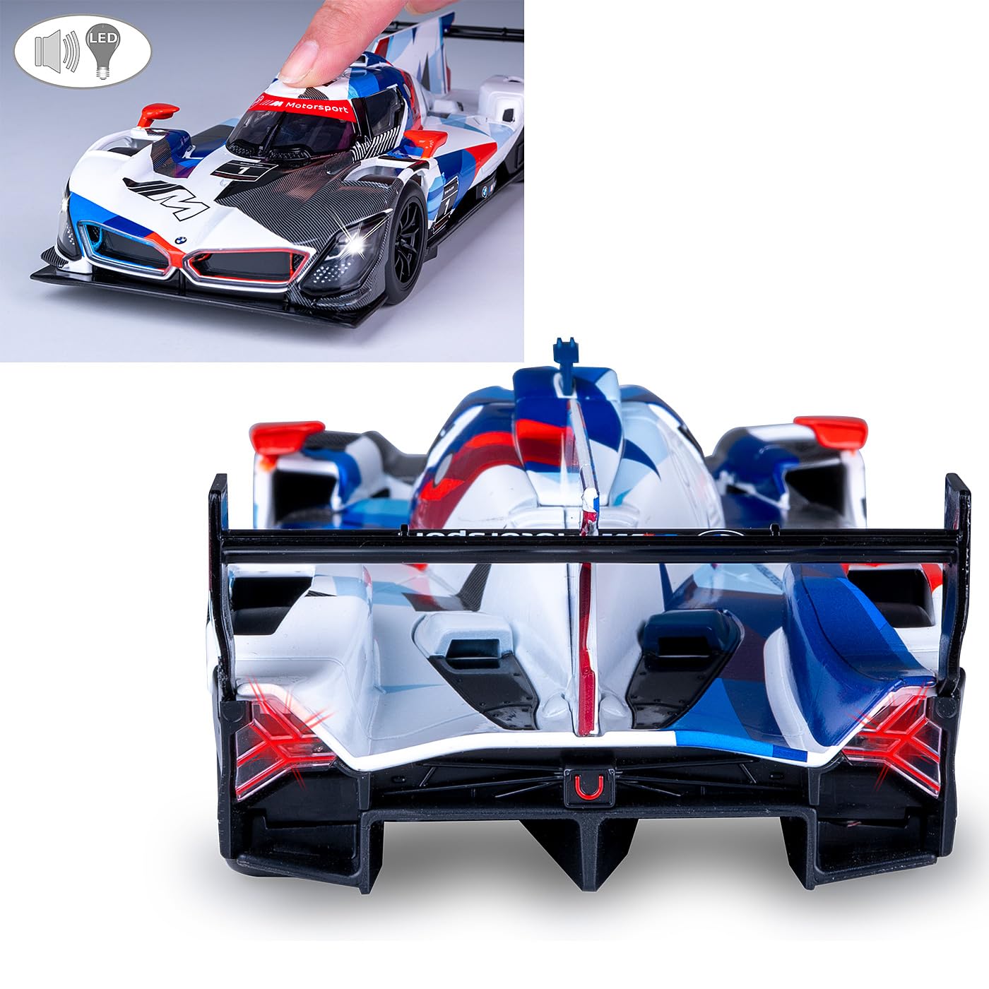 JAMARA 402632 BMW M Hybrid V8 Diecast 1:24 inkl. Knopfzellen - Modellauto Spielzeug, Kinder Car, Model Miniatur Fahrzeuge, Geschenkidee für Jungen und Mädchen, Licht, Motorsound