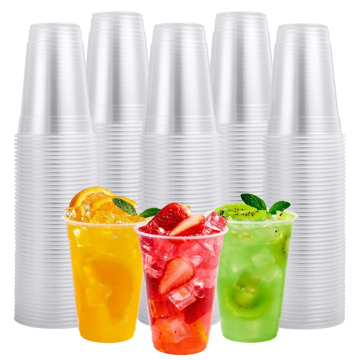FOCUSLINE 300pack 16 oz Clear Plastic Cups Disposable Plastic Clear Cups disposable DrinkIng Cup for Water Juice Soda