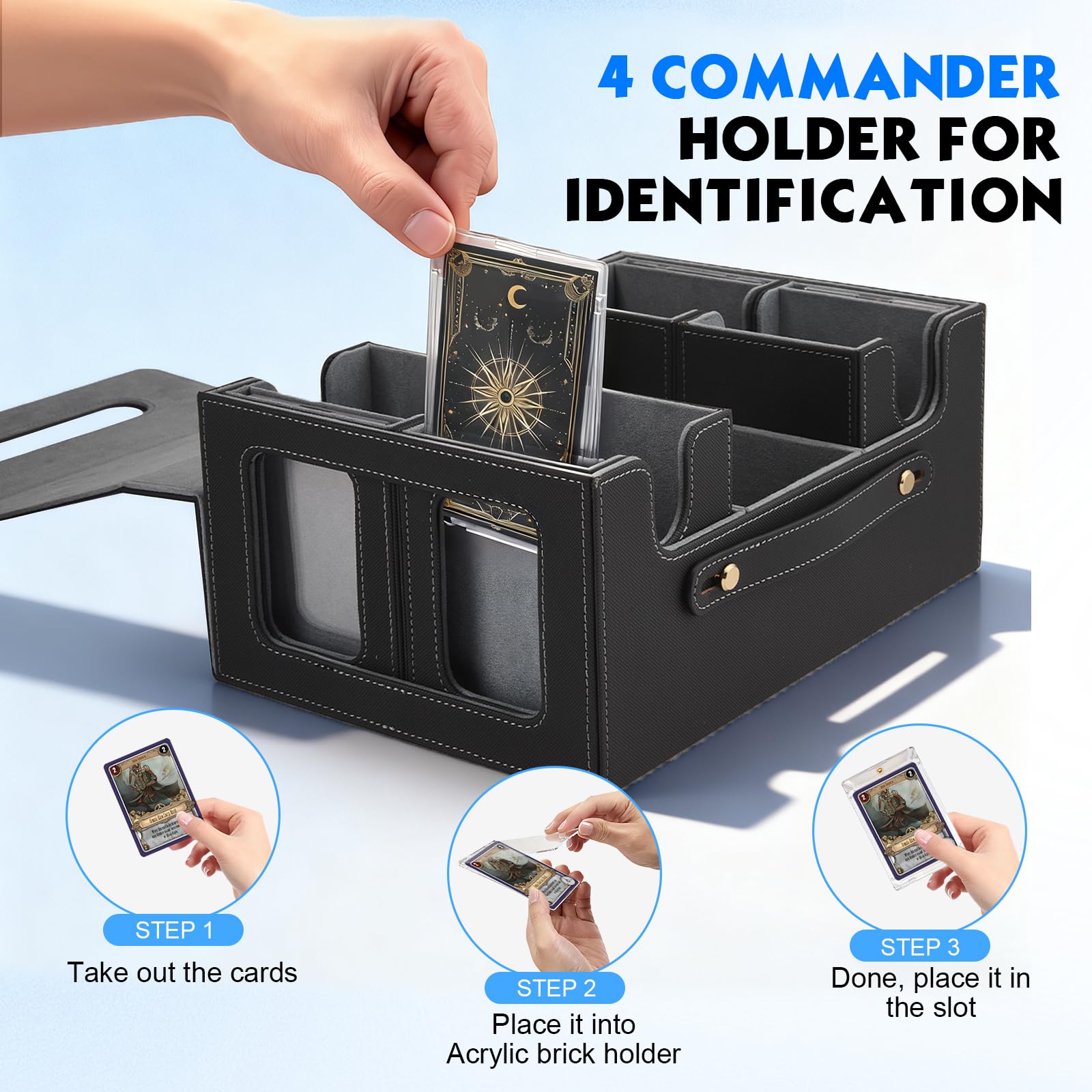 Commander Deck Box 6 En 1 – Caja De Almacenamiento Para 600 Cartas Con Fundas, Compartimento Para Dados Y Ventanas Magnéticas