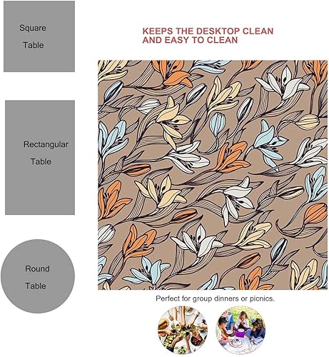 Miniatura 3 de Manteles De Mesa de picnic con grafiti floral retro para decoración de cena del hogar, 60 x 60 pulgadas