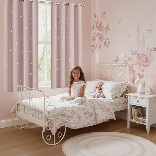 Miniatura 47 de NICETOWN Cortinas Opacas con Recortes de Estrellas para Dormitorio de Niños/Guardería, Cortinas de Tratamiento de Ventana con Aislamiento Térmico