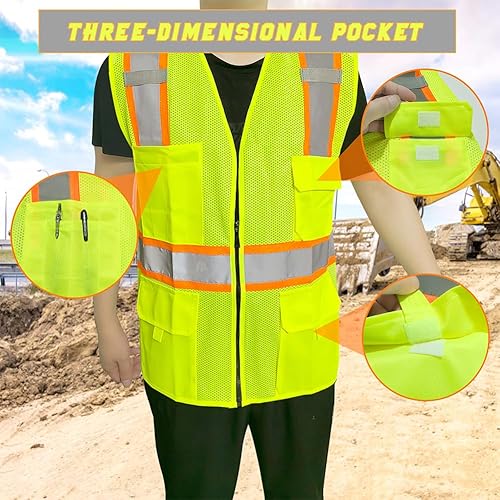 Miniatura 9 de Chalecos de seguridad con logotipo personalizado (S, M, L, XL, 2XL, 3XL, 4XL) Chalecos de seguridad reflectantes de alta visibilidad Clase 2