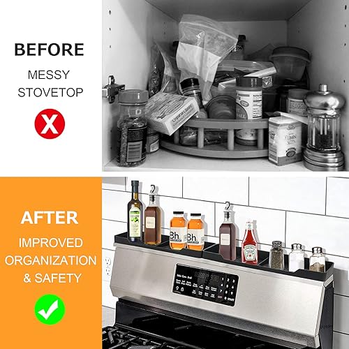 Miniatura 3 de Doyosh Estante superior magnético para estufa, 2 estantes ajustables de 15 a 30 pulgadas sobre la estufa, almacenamiento de cocina con instalación