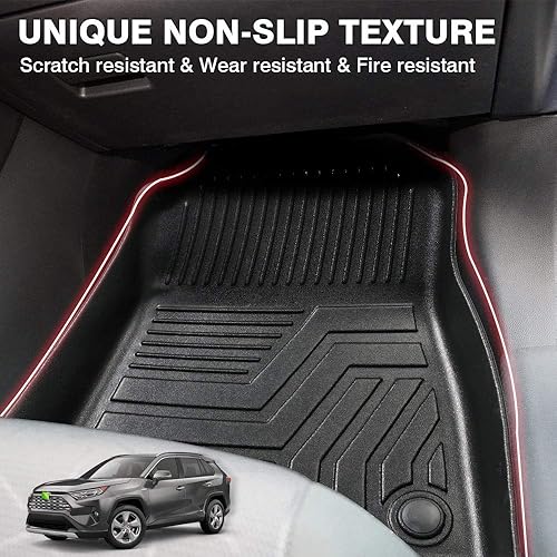 Miniatura 4 de Powerty Compatible con alfombrillas de piso Toyota RAV4 2023 2022 2021 2020 2019 2 filas juego de forro de 2 filas TPE 3D para todo tipo de clima,