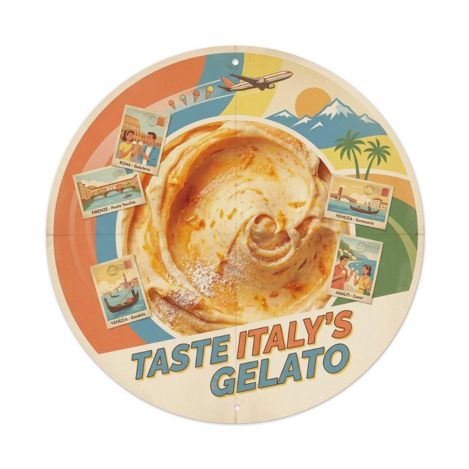Gelato Dessert Travel Cuisine Sweet Shop Culture Metal Tin Sign