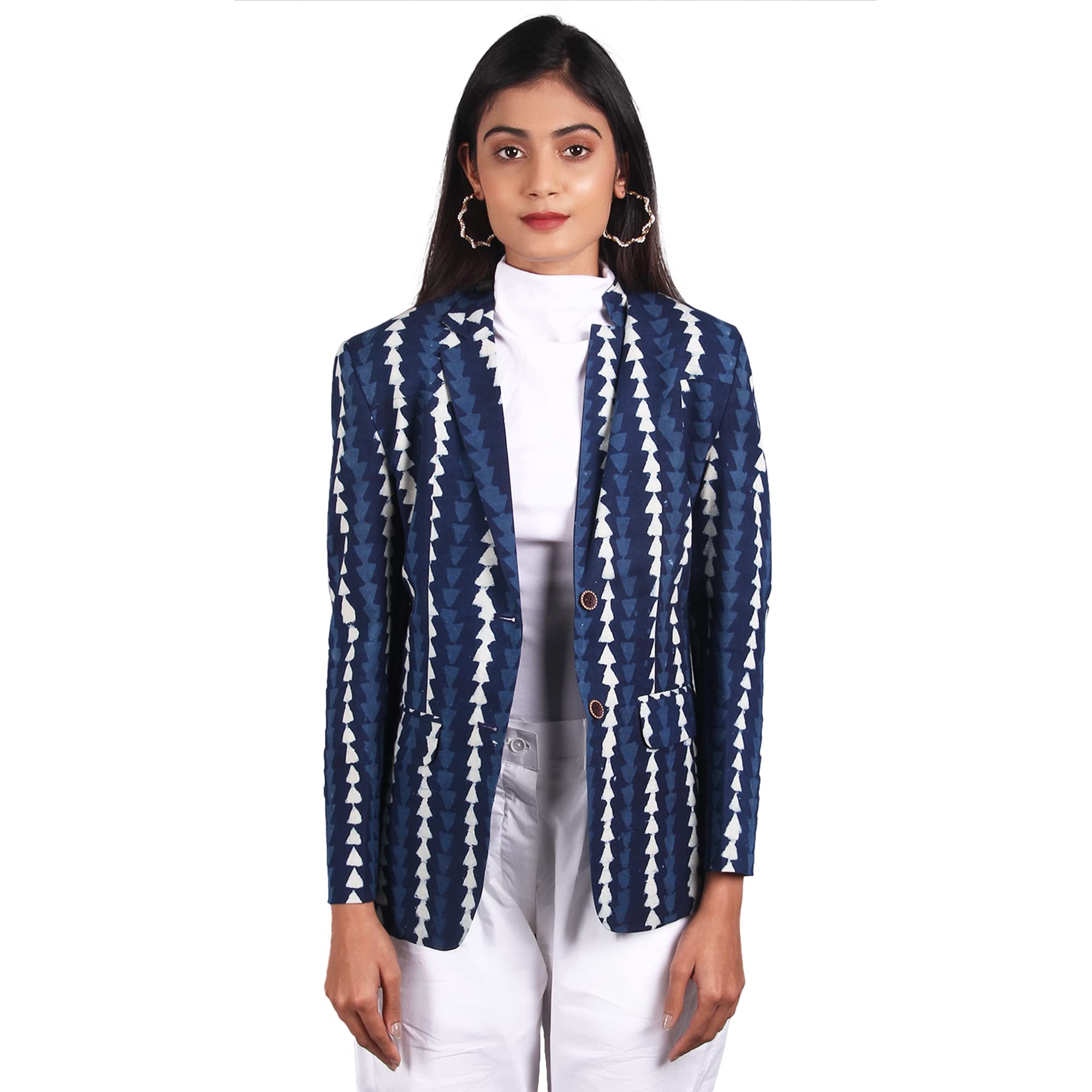 indophilia Women's Indigo Cotton Blazer-picture-21