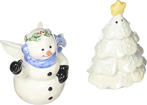 Cosmos Regalos 10576Árbol de Navidad y muñeco de nieve Juego de salero y pimentero, 312-inch