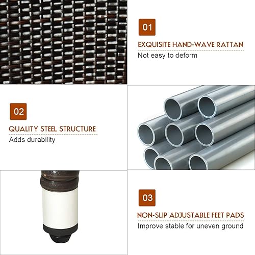 Miniatura 5 de Tangkula 7 PCS Outdoor Patio Dining Set Garden Dining Set wAcacia Wood Table Top Stackable Chairs with Soft Cushion Poly Wicker Dining Table and