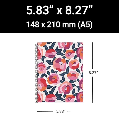 Miniatura 2 de Miquel Rius M Fashion - Cuadernos en espiral de 4 temas, paquete de 5, rayados A5-8.25 x 5.87 pulgadas, 120 hojas de papel pesado blanco, temas