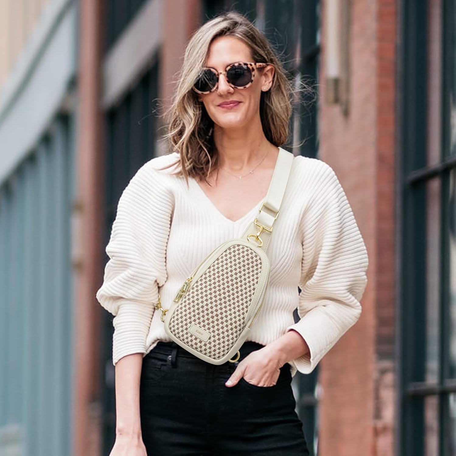 Kattee Sling Crossbody Bag for Women, Leather Fanny Pack Crossbody Sling Bags, RFID Purse Chest Bag Small Daypack for Women - Image 2