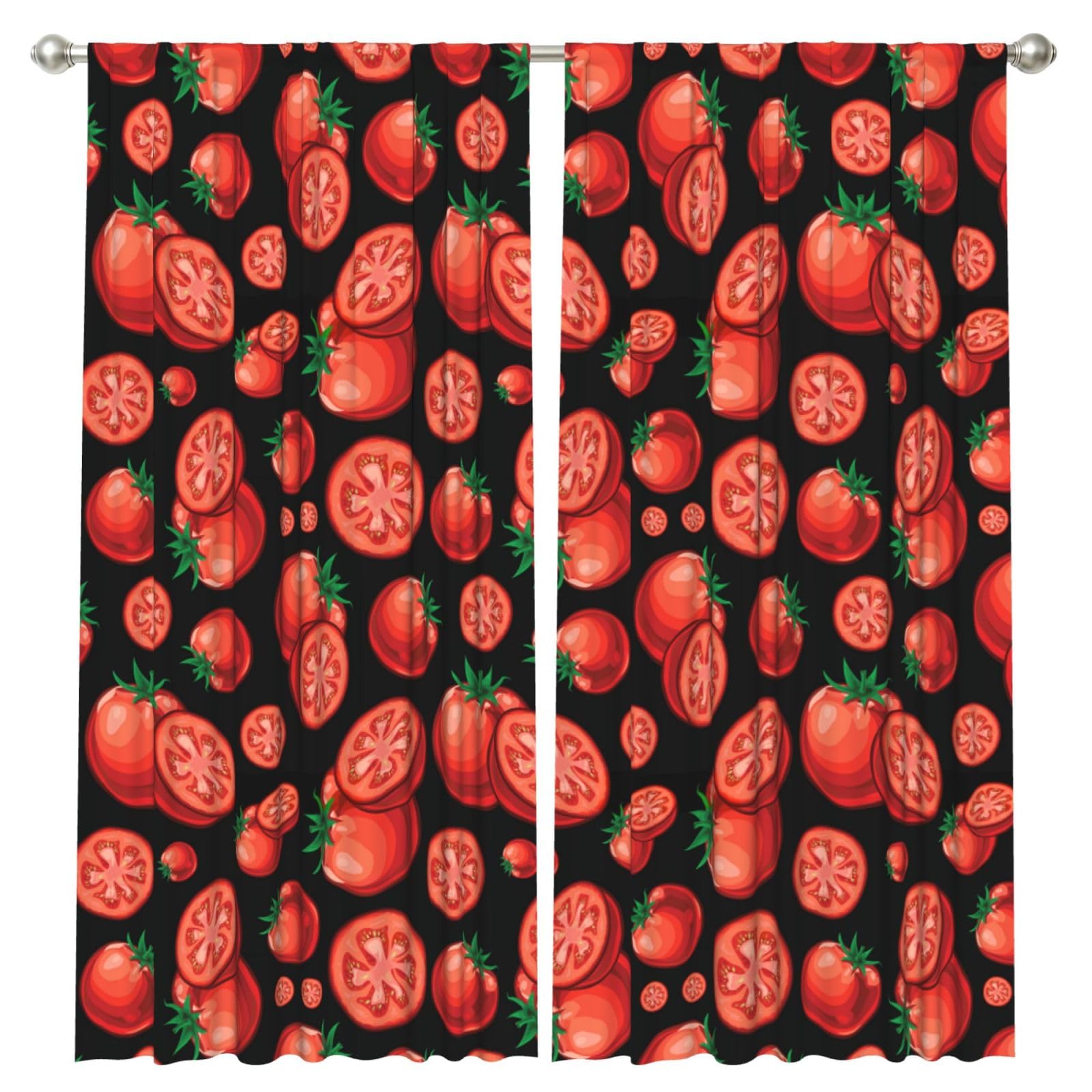 InOmak Red Tomatoes, 2 Panels Window Curtains 52 x 84 Inch Blackout Curtains for Living Room Bedroom
