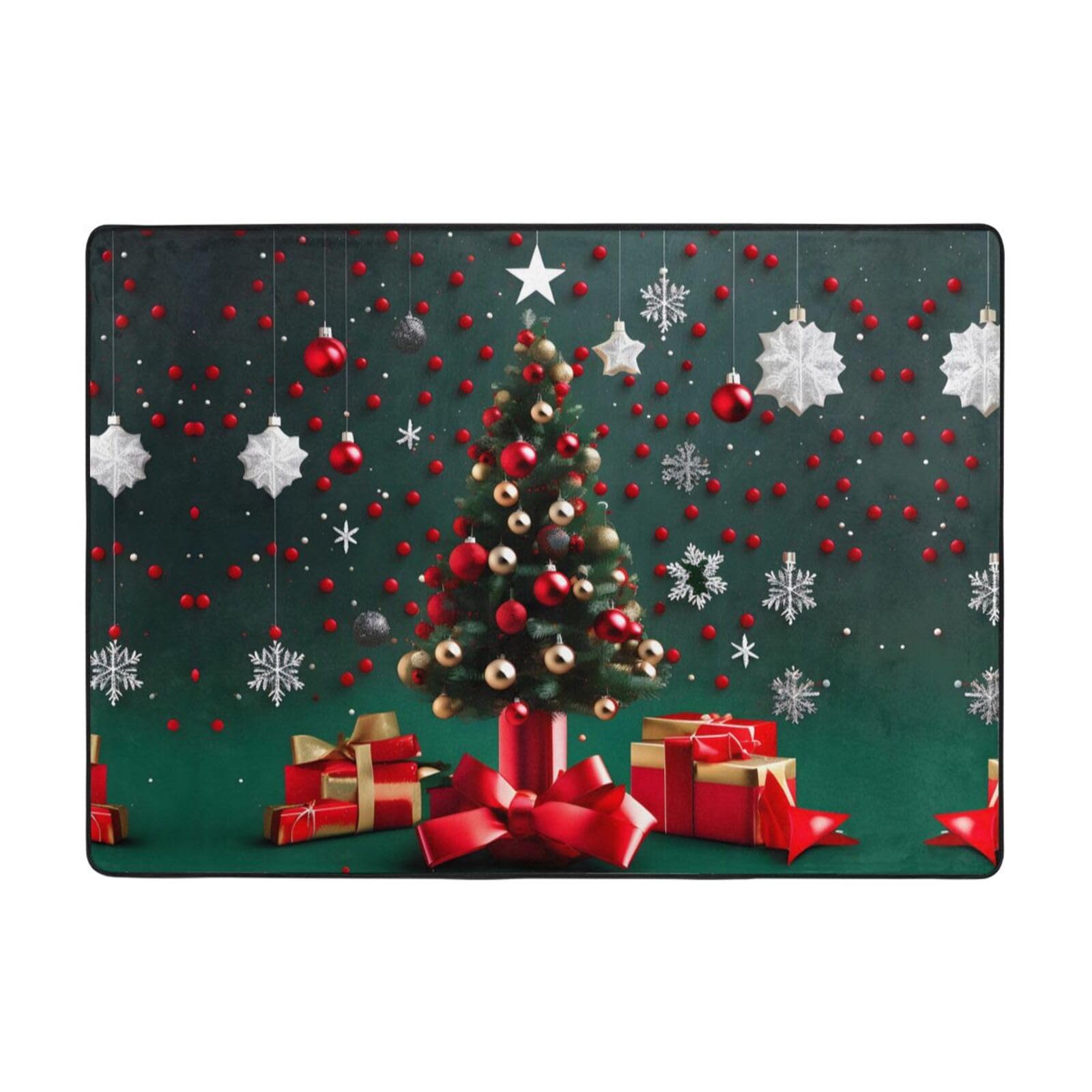 Tapis rond imprimé sapin de Noël grand format doux et moelleux pour bureau