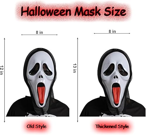 Miniatura 5 de ADWOA 2PCS Halloween Scream Mask Ghost Creepy Full Face Mask Ghostface Mask Scary Face Ghost Festival Screaming Mask