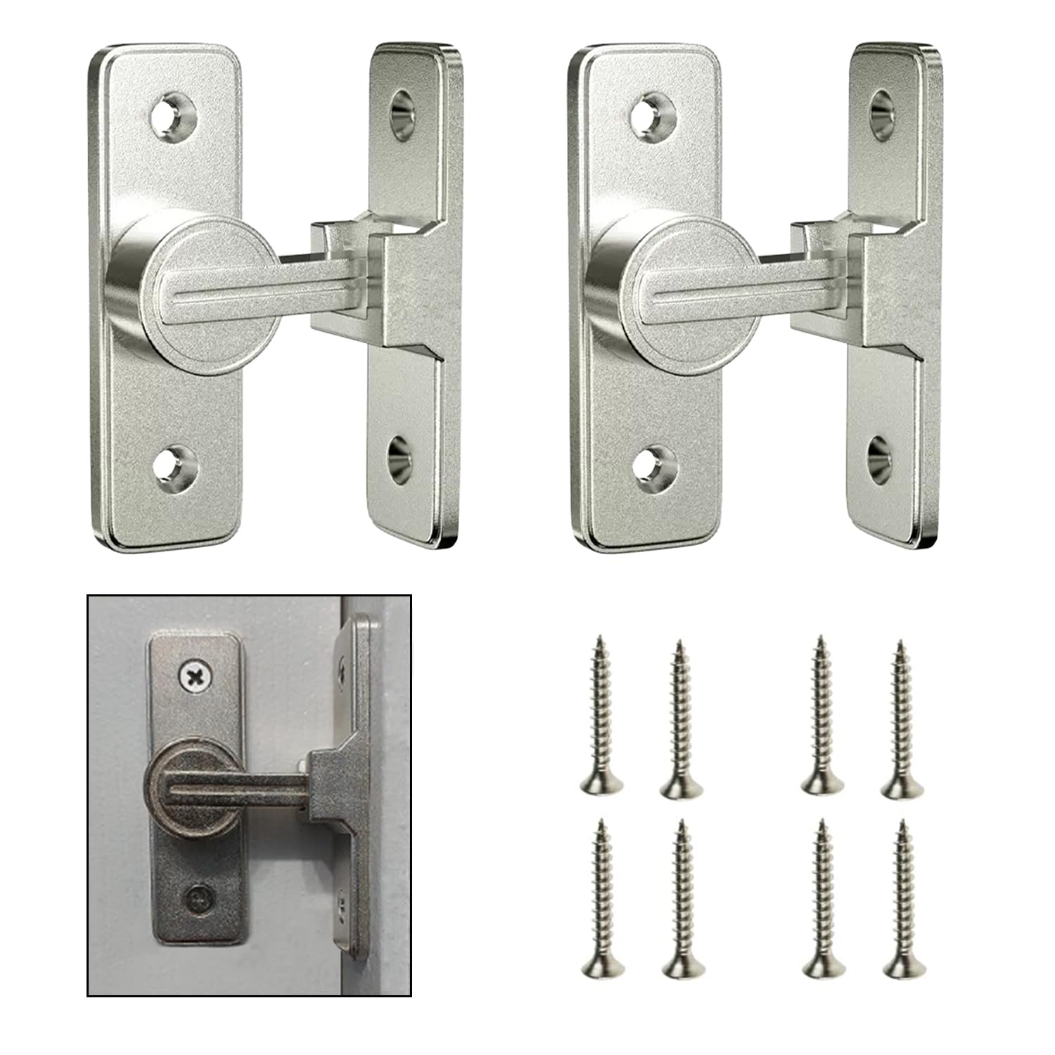 Barn Door Lock Hardware, 90 Degree Heavy Duty Gate Latches Flip Latch Safety Door Bolt Latch Lock, Barn Sliding Door Latch Lock Suitable for Garden,