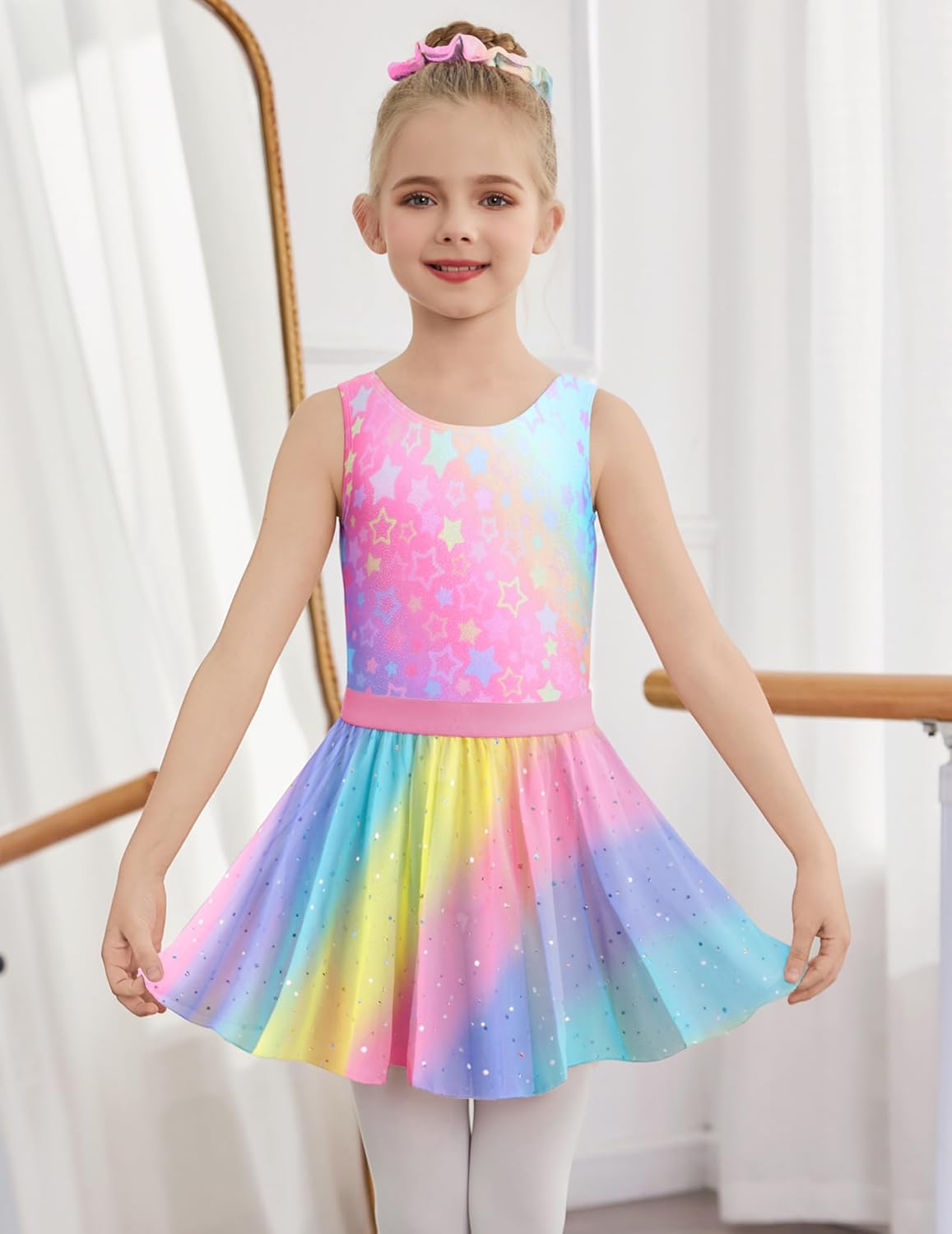 Zaclotre Gymnastics Leotards for Girls Sparkly Sleeveless Ballet Dance Dress Outfit Combo with Removable Skirt - Image 3