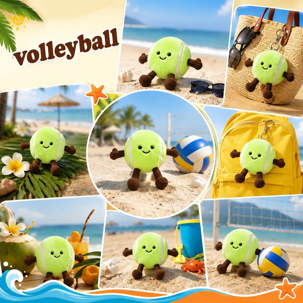 4pcs Tennis Plush Toy,Stuffed Tennis Ball Plush with Cute Smile,Fun Cute Plush Toy,Plush Stuffed Spherical Soft Toys 5.5 Inch image 4