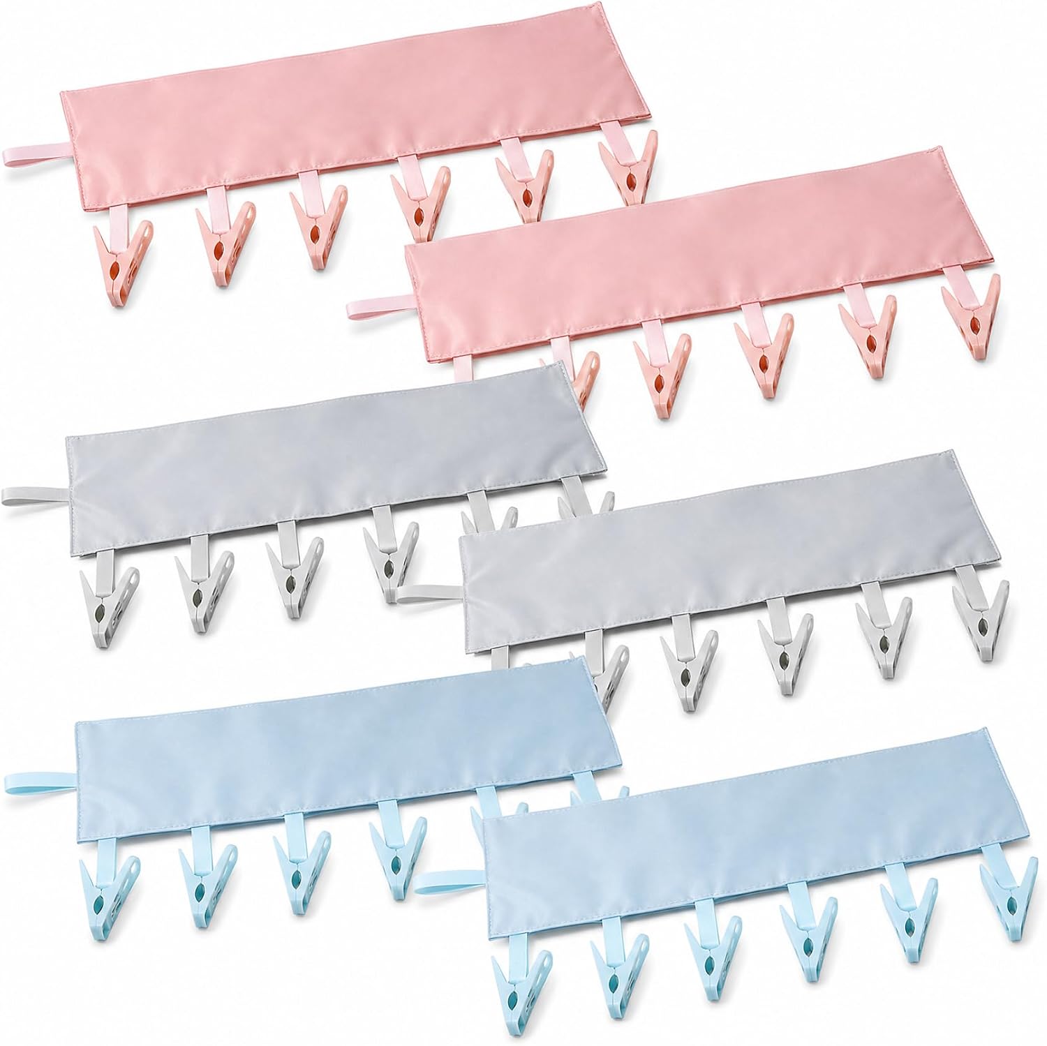 6Pcs Foldable Travel Hangers with Clips 3 Colors for Clothing Organization