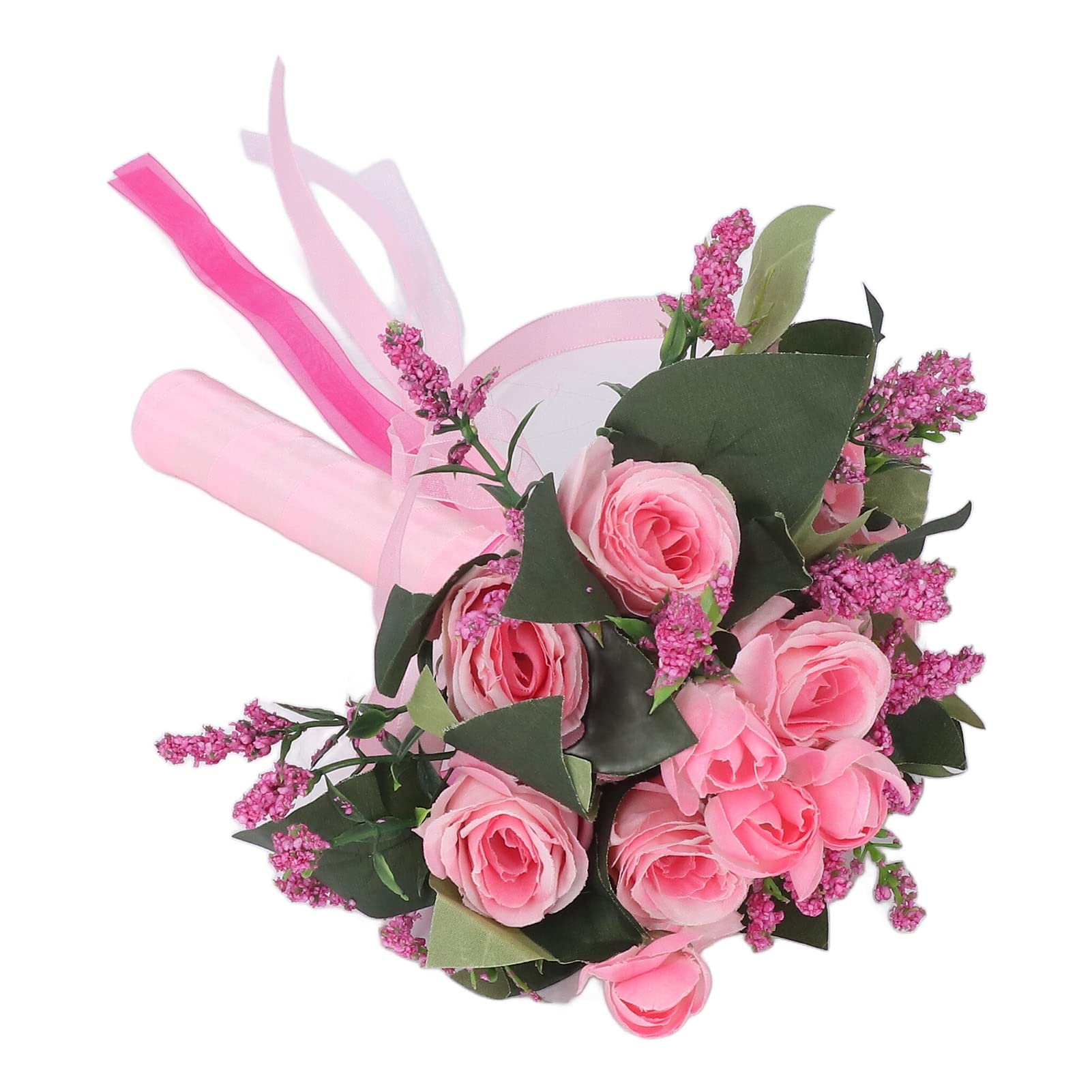 Bukiet ślubny symulacja sztucznej róży ślubny bukiet ślubny druhna trzymająca sztuczne kwiaty realistyczne(Pink)