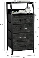 Vista 18 de Cómoda con 4 cajones, torre de almacenamiento de tela para dormitorio, cajones de almacenamiento de ropa blanca, organizador vertical de armario