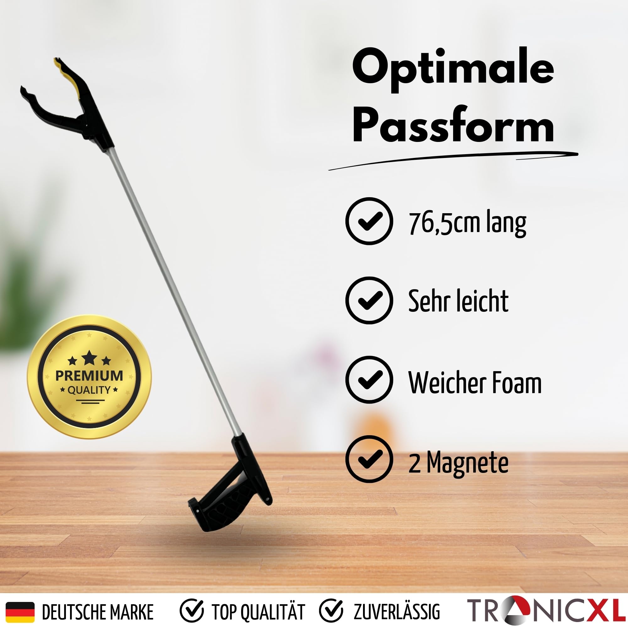 TronicXL 5 pinzas de aluminio con imán, ayuda de agarre de metal, para personas mayores, pinzas de basura, cocina, ayudantes cotidianos largas