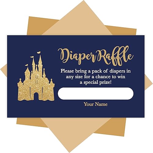 Hadley Designs 25 boletos para rifas de pañales para baby shower para juegos de chico-príncipe para niños, tarjetas de rifas de pañales, boletos
