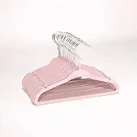 Kit 50 Cabides de Veludo Infantil Slim Ultrafino (Rosa)