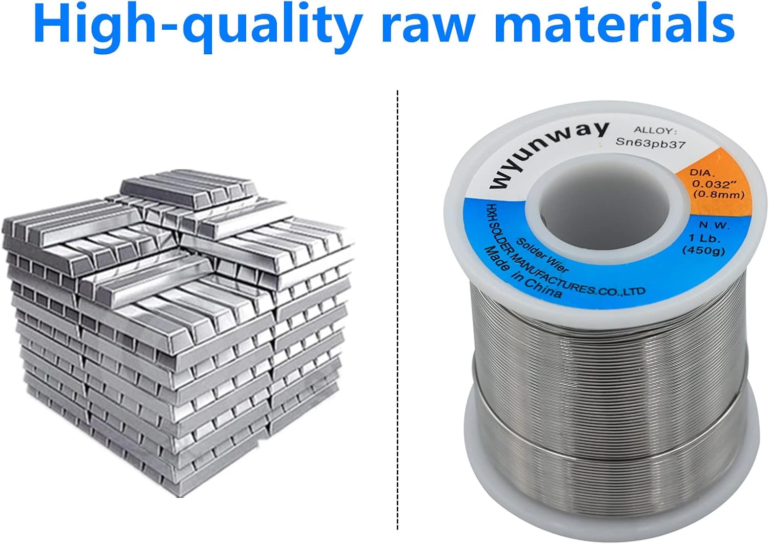Solder Wire 63/37 Tin/Lead with Flux Rosin Core for Electrical Soldering weight 1Lb(450g) 0.8mm(0.032")