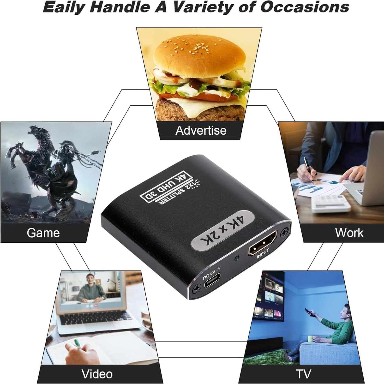 HDMI Splitter 1 entrée 2 Sorties - 4K Répartiteur hdmi 1 Input 2 Output pour Lecteurs DVD Consoles de Jeux appareils de Streaming - Miroir Uniquement ne Pas étendre