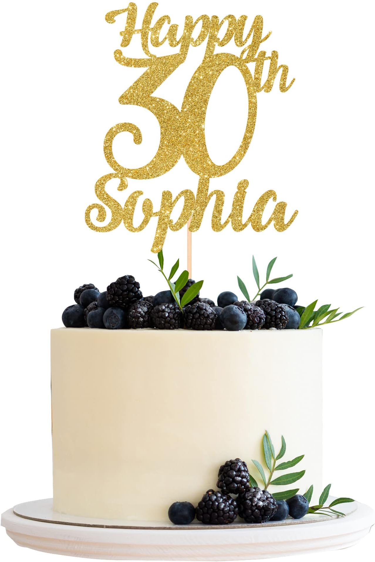 Personalised Name and Age Cake Topper Wooden or Glitter Cardstock Personalized Happy Birthday Cakes Topping Custom Theme Party Decoration Essential Any Age