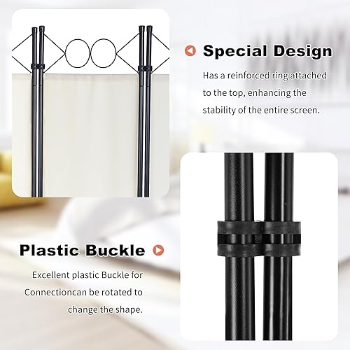 Miniatura 4 de BLKMTY Divisores de habitación, 4 paneles plegables de privacidad de 5.6 pies, marco de acero, panel plegable, espacio independiente, muebles