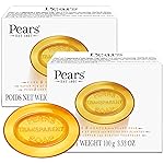 Pears Soap, Pure & Gentle with Natural Oils, 2-Pack - Transparent Amber Glycerin Soap for Pampered, Glowing Skin, 3.53 Oz Ea
