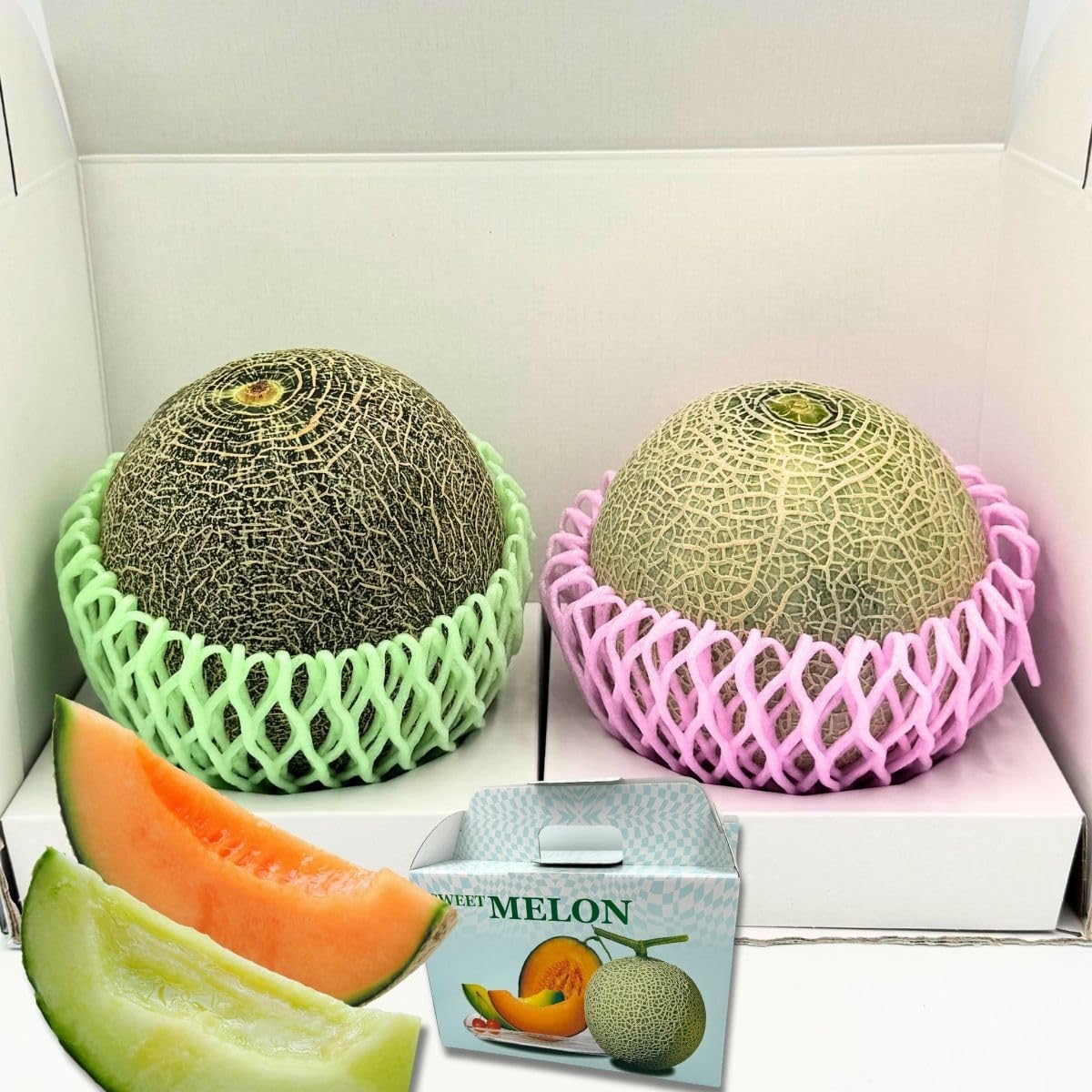 Amazon.co.jp: メロン 赤肉 青肉 メロンセット 2玉（1玉 1kg以上