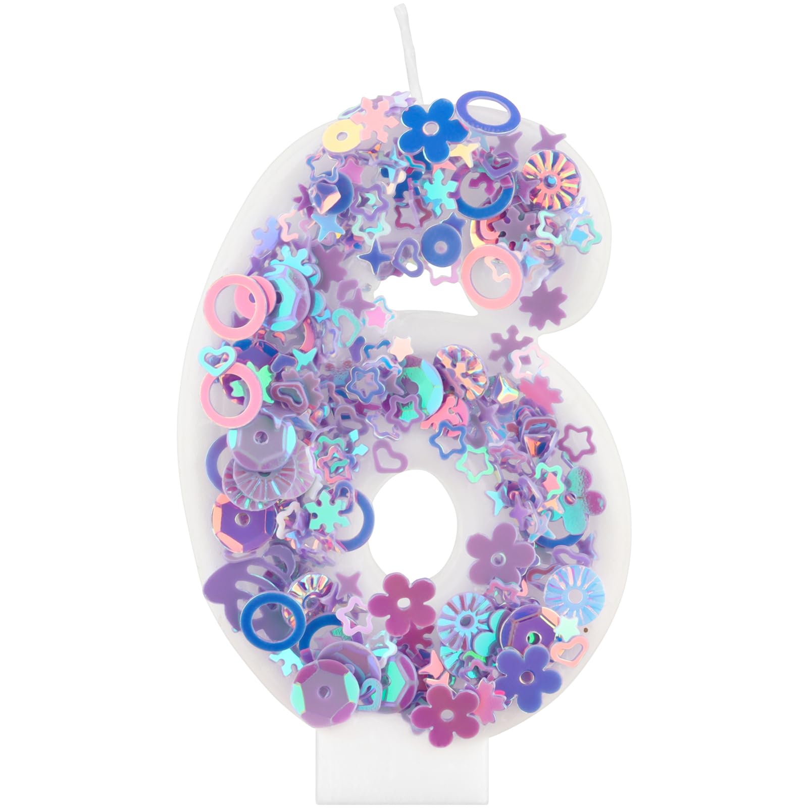 Purple Birthday Number Candles, Glitter Purple Cake Candle,Girls 6th Birthday Decorations,Glittering Number 6 Candle Cake Decorations for Kpop Theme Party Supplies,Anniversaries and Celebrations