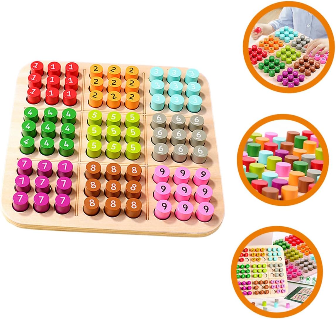 Wooden Sudoku Board Game for Early Education Logical Thinking with Pegs Portable for Years Smooth Surface Brain Teaser Puzzle