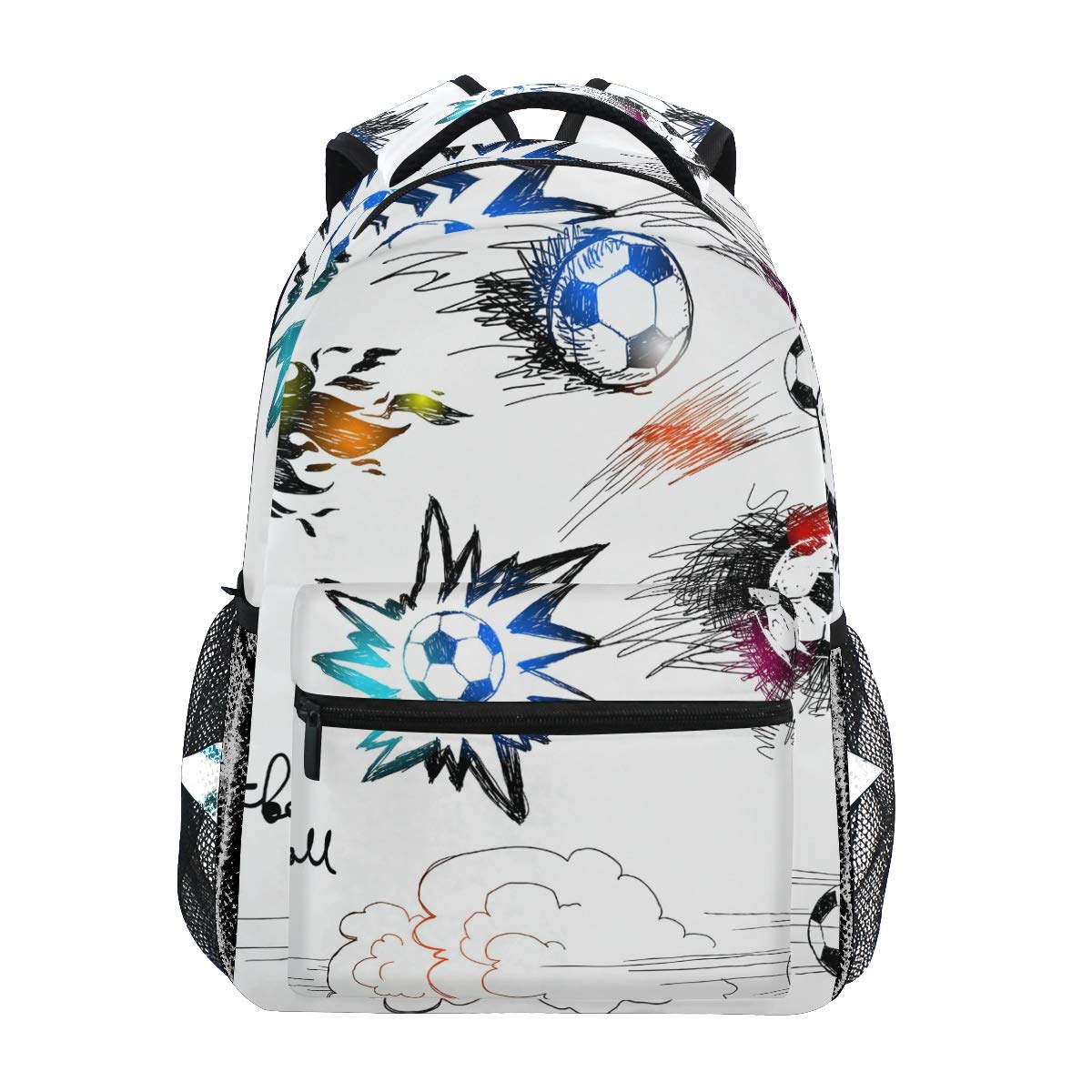 BEUSS Arte del Fútbol Mochila Escolar Impermeable Mochilas Escolares para Estudiante Adolescentes Niñas Niños